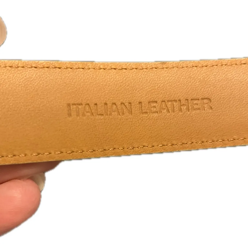 LRL Ralph Lauren Italian Leather Sage Green Croc Embossed Belt Silver Buckle S - Image 5