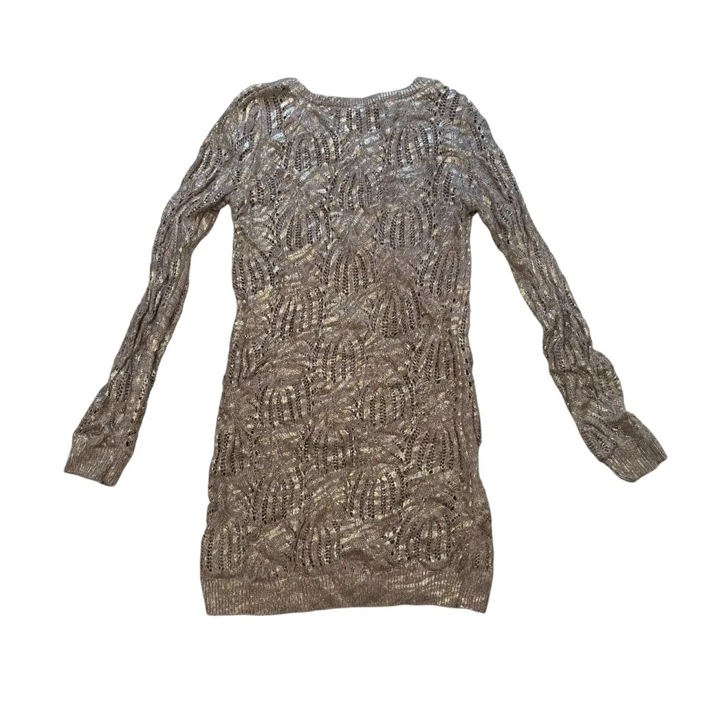 NWT, INC Coated Gold Metallic Cable Knit Crew Neck Sweater Dress or Tunic, Sz M Size M - Image 11