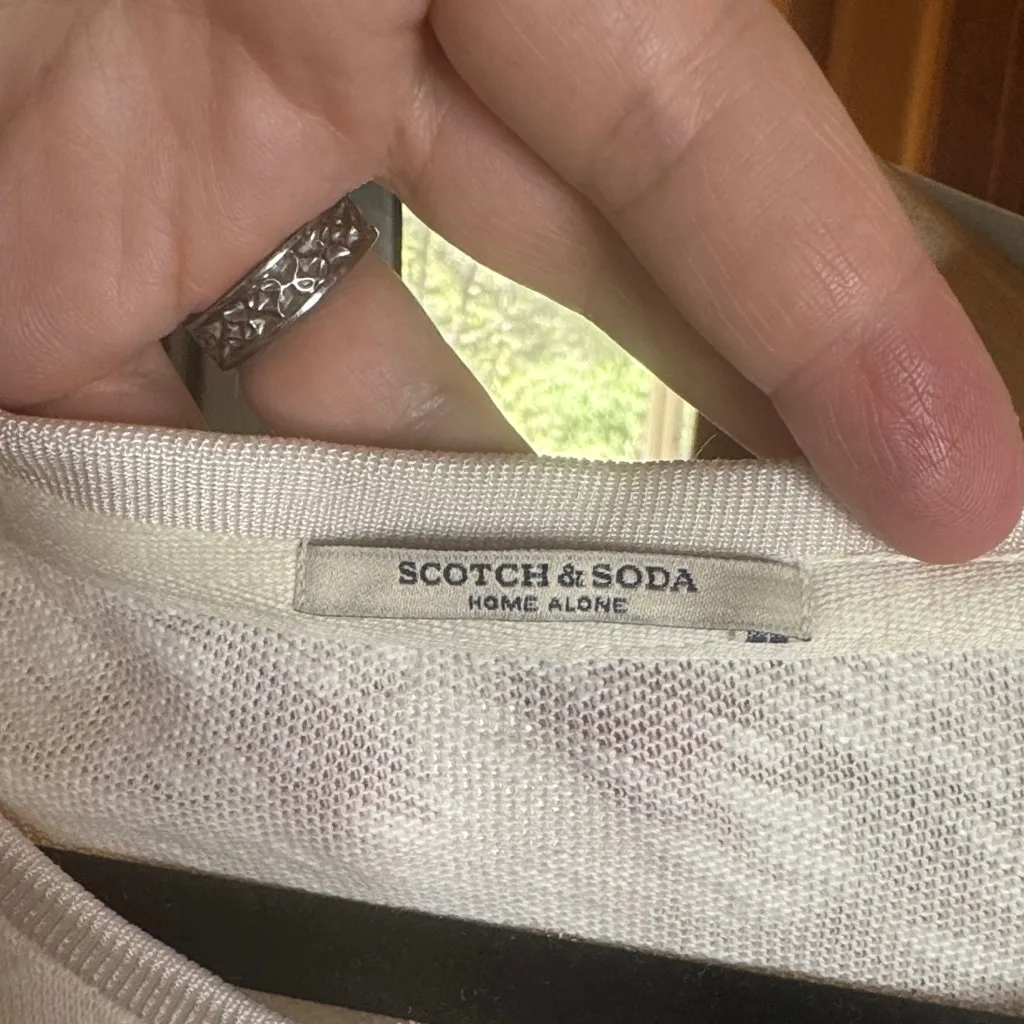 Scotch & Soda Home Alone Womens T-Shirt Top Ivory Short Sleeve Knit Size Large - Image 5