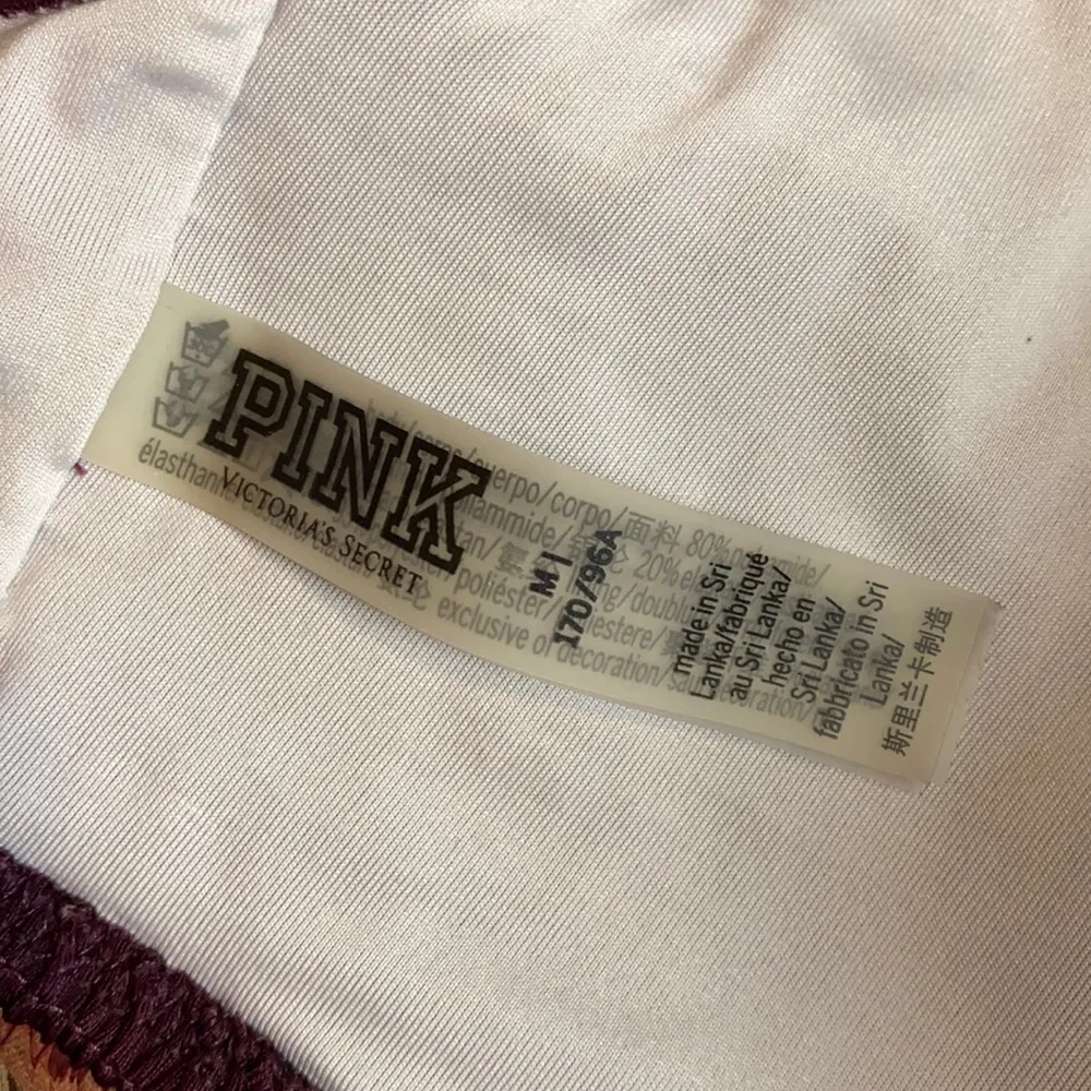 VS PINK MAROON STRAPPY RUCHED BIKINI TOP - Image 2