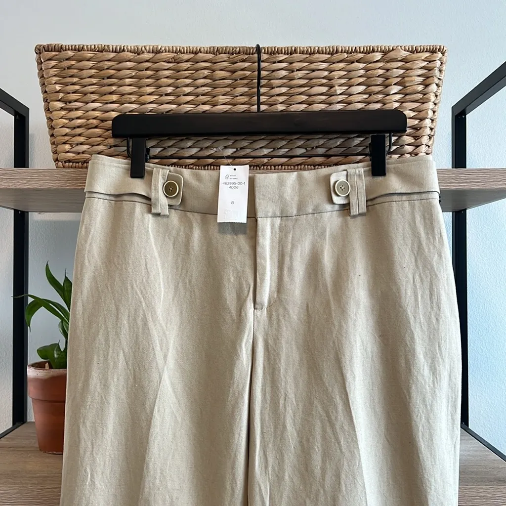 NWT Banana Republic Linen Cotton Jackson Fit Mid-Rise Tan Career Dress Pant, 8 - Image 2