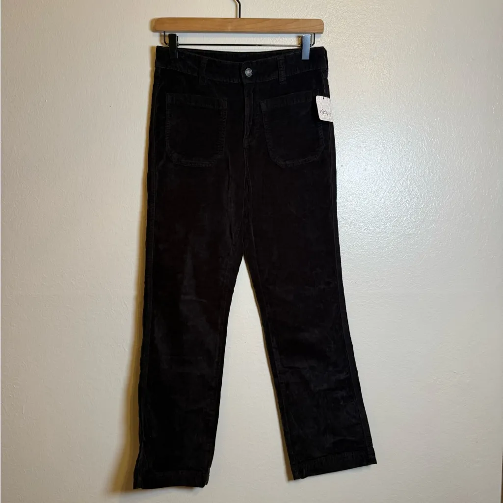 FREE PEOPLE High Time Velvet Kick Flare Pants NWT Black - Image 2