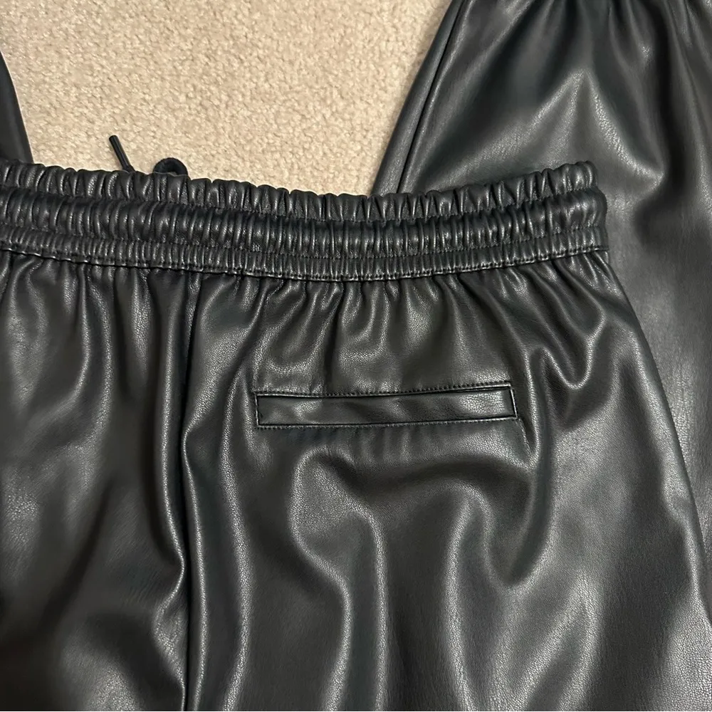 Zara Black Pleather Cargo Pants size Medium - Image 3