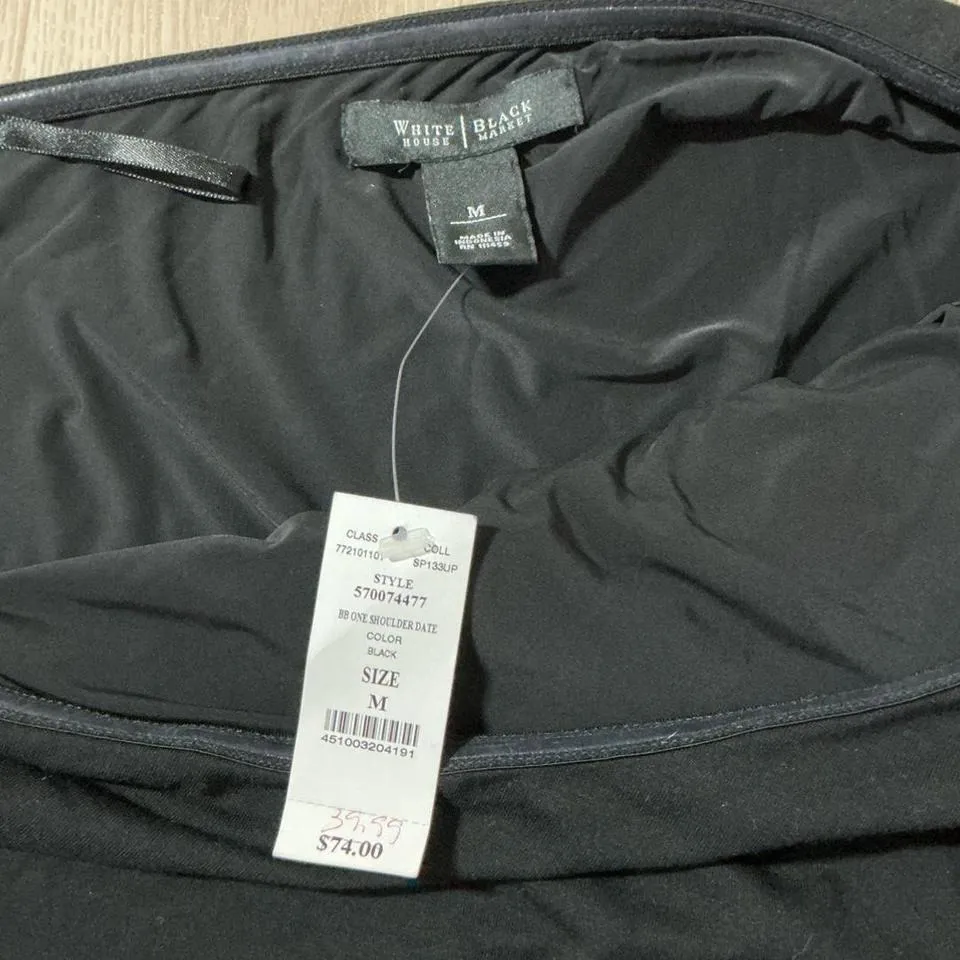 NWT White House Black Market Black One Shoulder Top Shirt Size M Grunge Gothic - Image 4