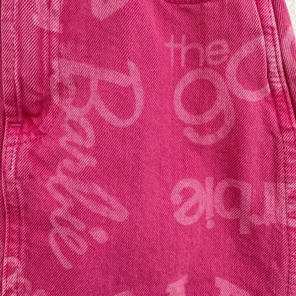 GAP Barbie Pink Denim Mini Skirt Y2K Branded All Over Print‎ Back to School - Image 3