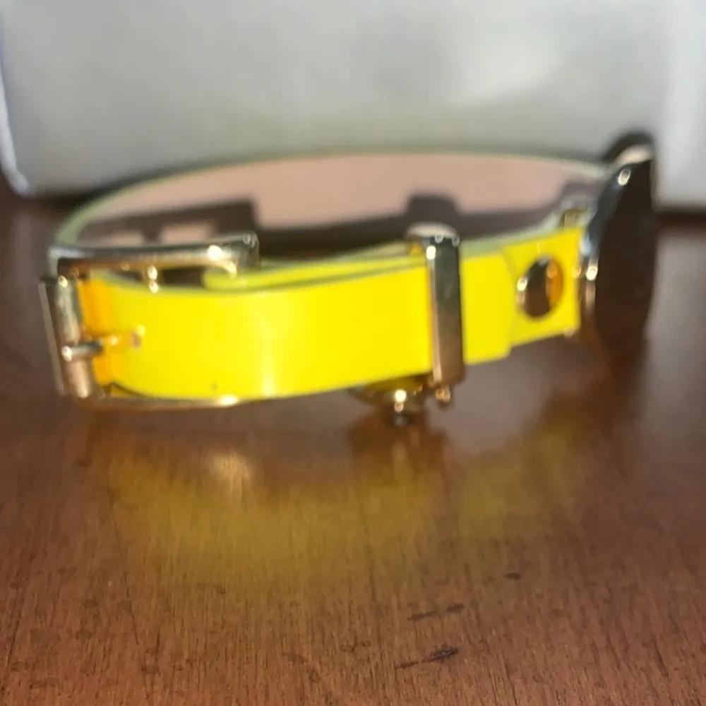 Juicy Couture Pam & Gela Neon Yellow Buckle Bracelet w Good Heart Dangle Charm - Image 3