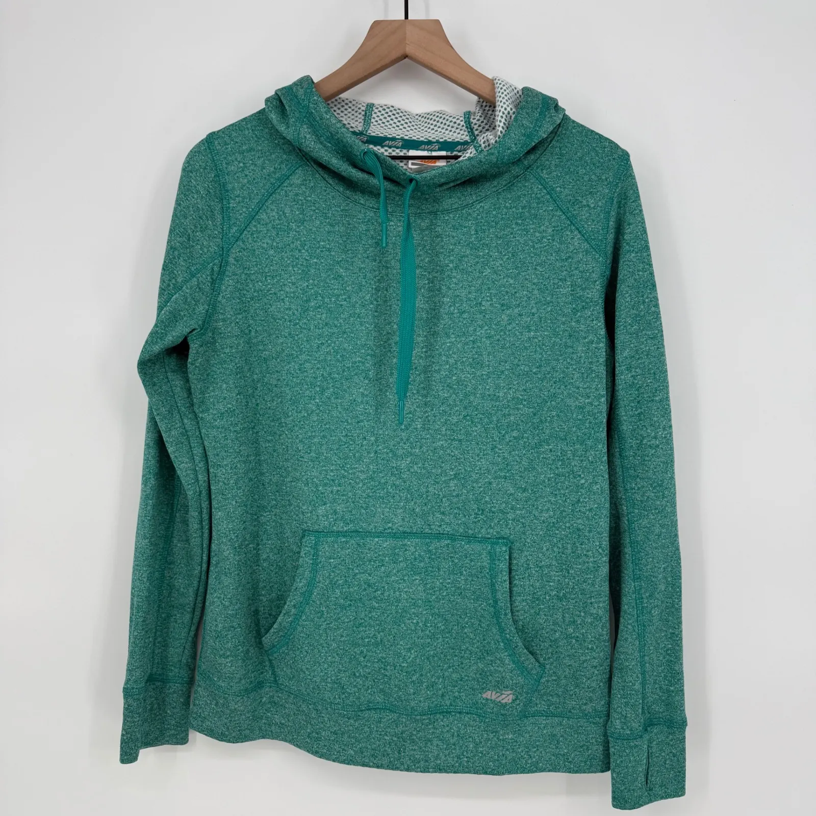 Avia Women's Activewear Hoodie Sweatshirt Green Pullover Thumb Hole Size Large - Image 2