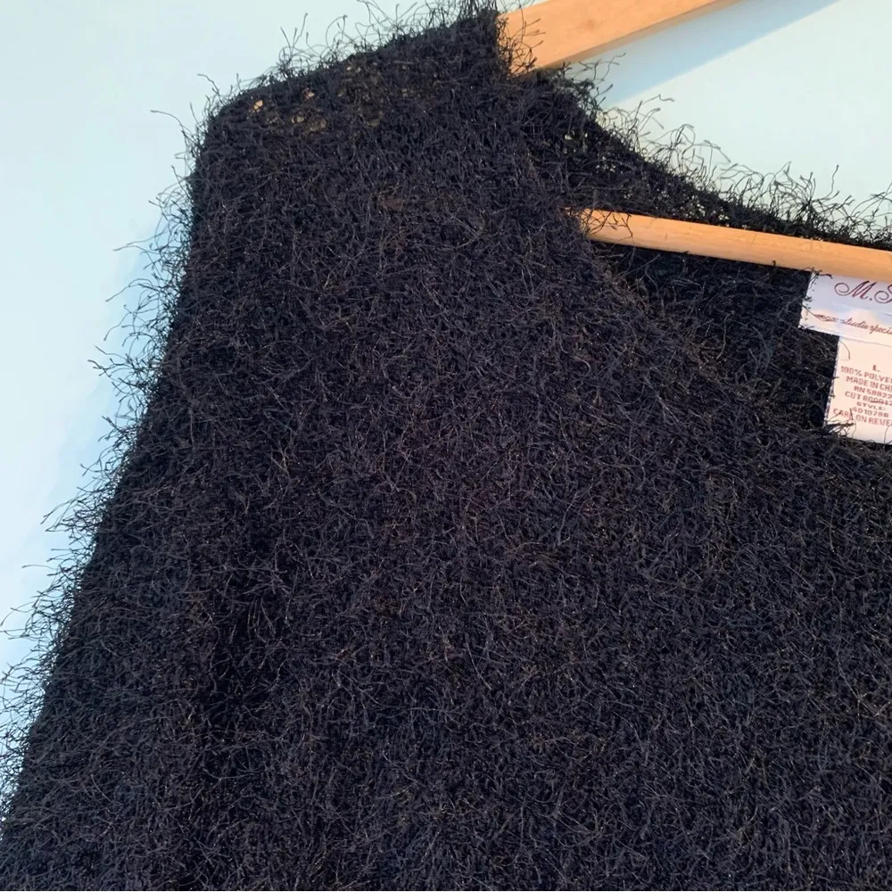 MSSP Black Eyelash Long Sleeve Sweater Large L - Image 3