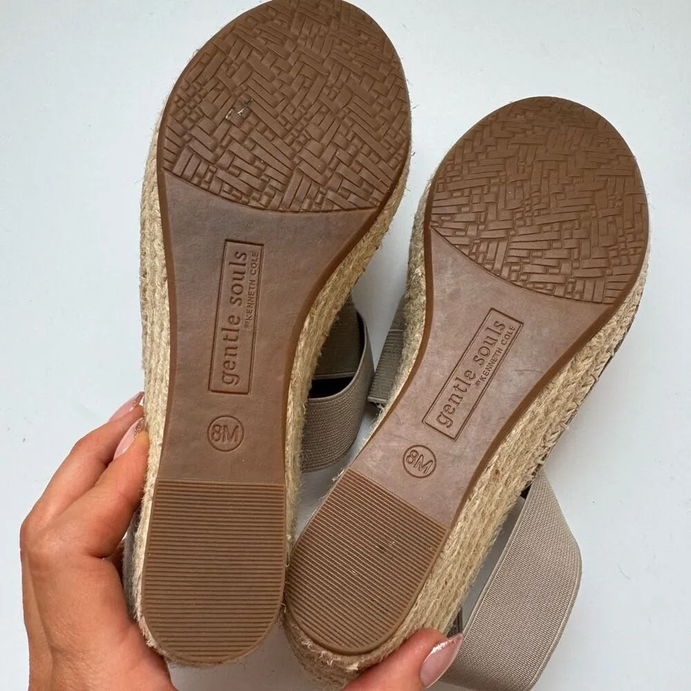 Gentle Souls Colleen Espadrille Wedge Sandals Womens 8 M Grey Tan Suede Shoes - Image 12