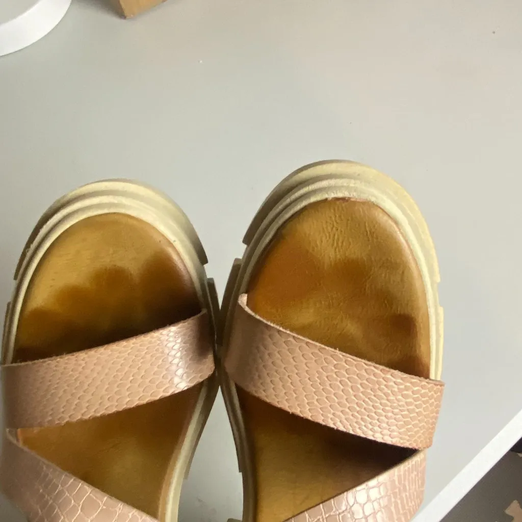 Blowfish Malibu Size 10 Capetown Platform Sandal Cashew Block Heel Chunky Shoes Tan - Image 8