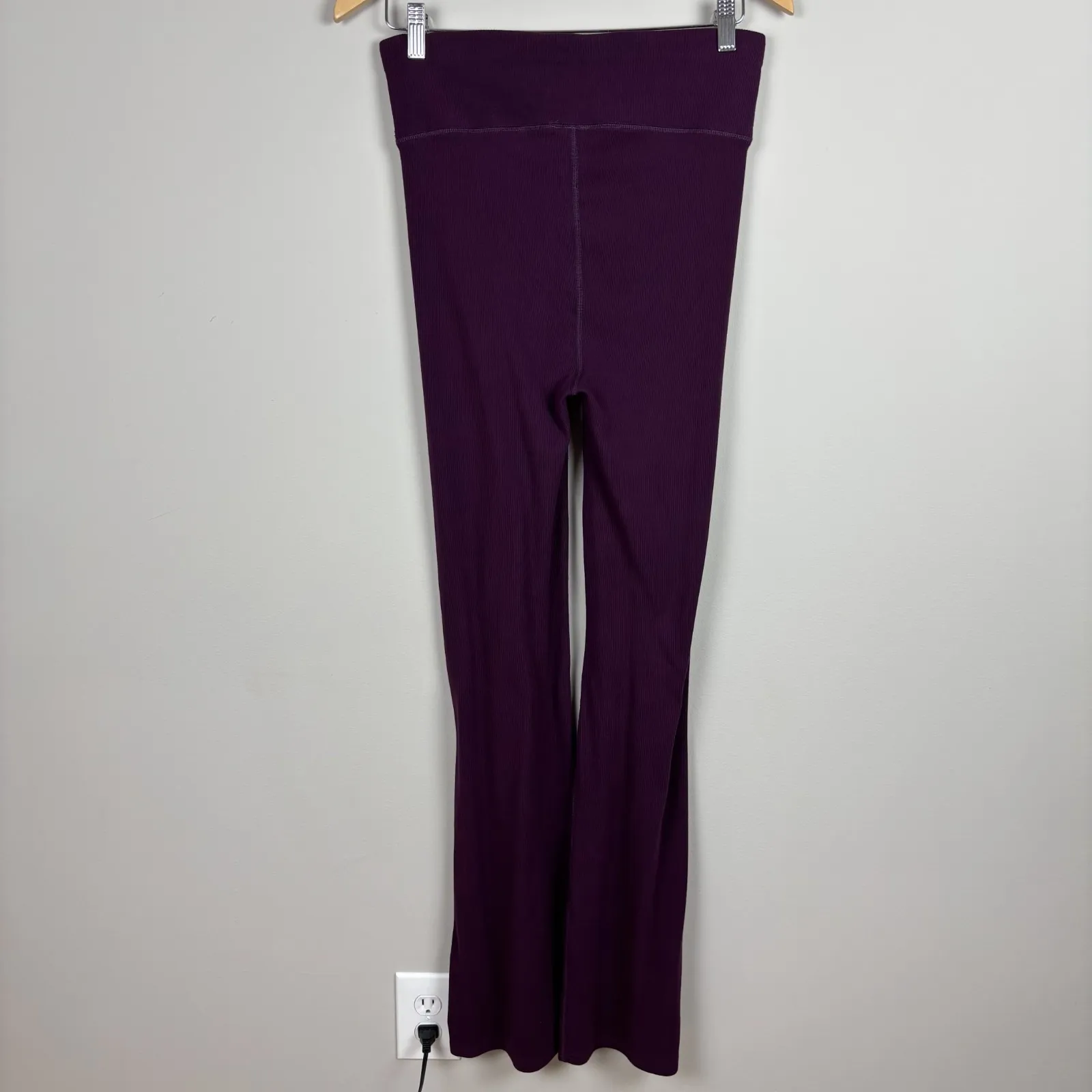 Pact Pants Women Large Purple Bootcut Pull On Ribbed Knit Cotton Yoga Athleisure - Image 4