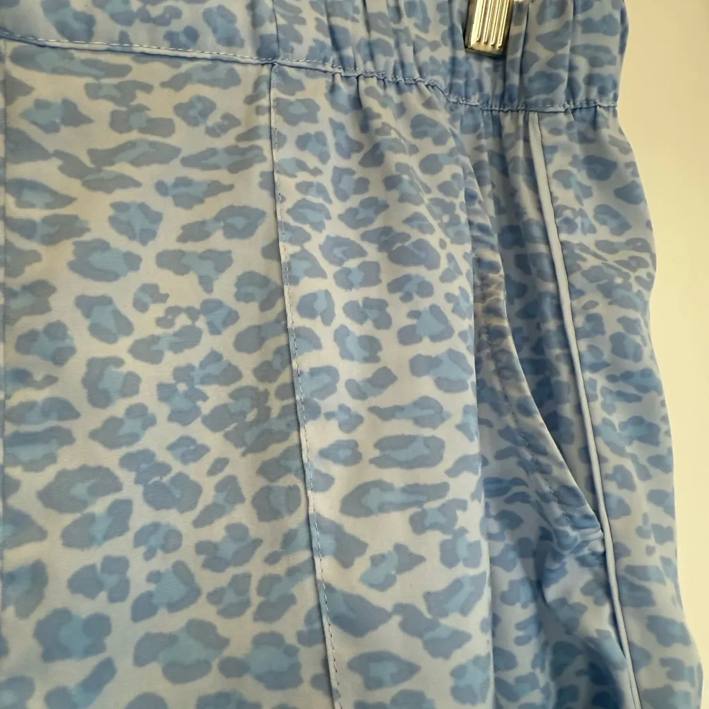 Aerie Blue Animal Print Pajama Pants Silky Leopard Print Joggers - Image 3