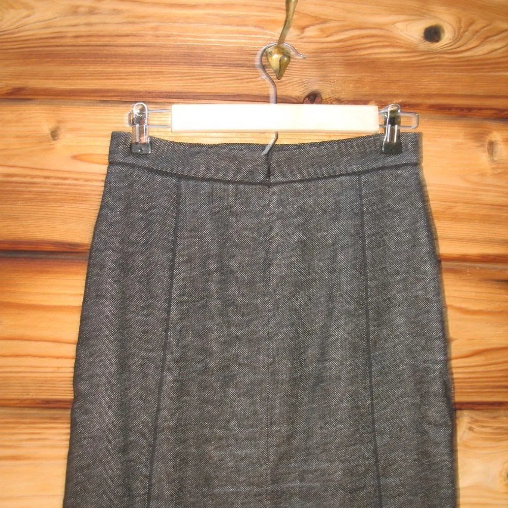 Rebecca Taylor Gray Tweed Linen Wool Pencil Skirt - Image 5