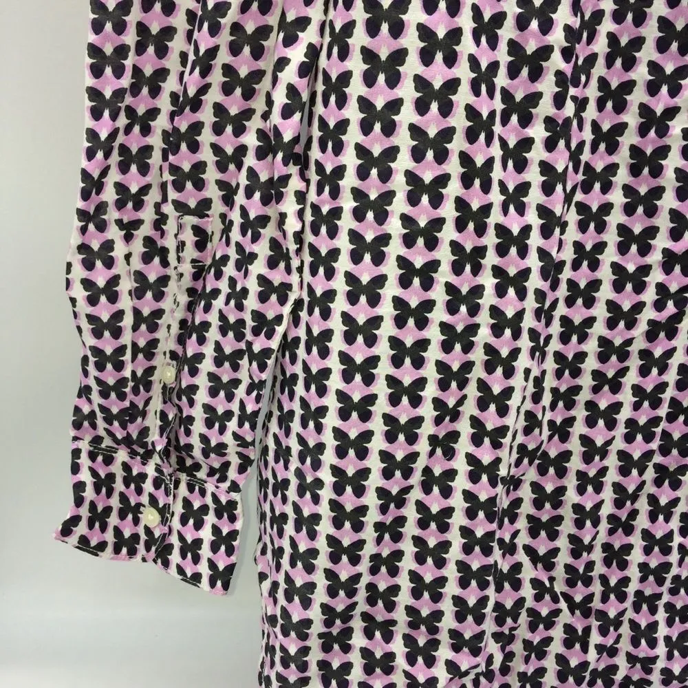 Gap Maternity White Long Sleeve Tunic w/Black and Lavender Butterflies Size S - Image 8