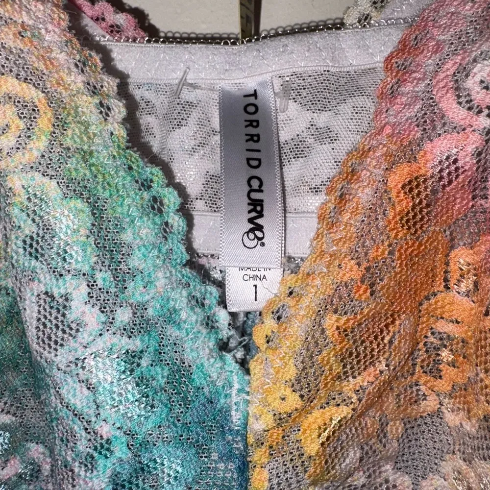 Torrid Curve Women’s Floral Rainbow Tie Dye Lace Babydoll Lingerie Size 1x - Image 3
