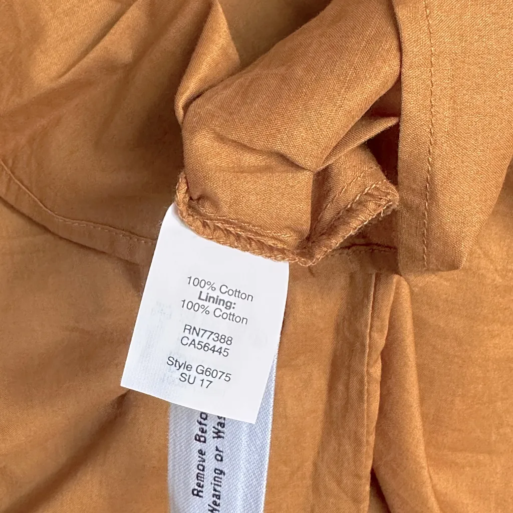 Madewell Eyelet Embroidered Cold-Shoulder Cotton Dress Golden Pecan Size Large - Image 6