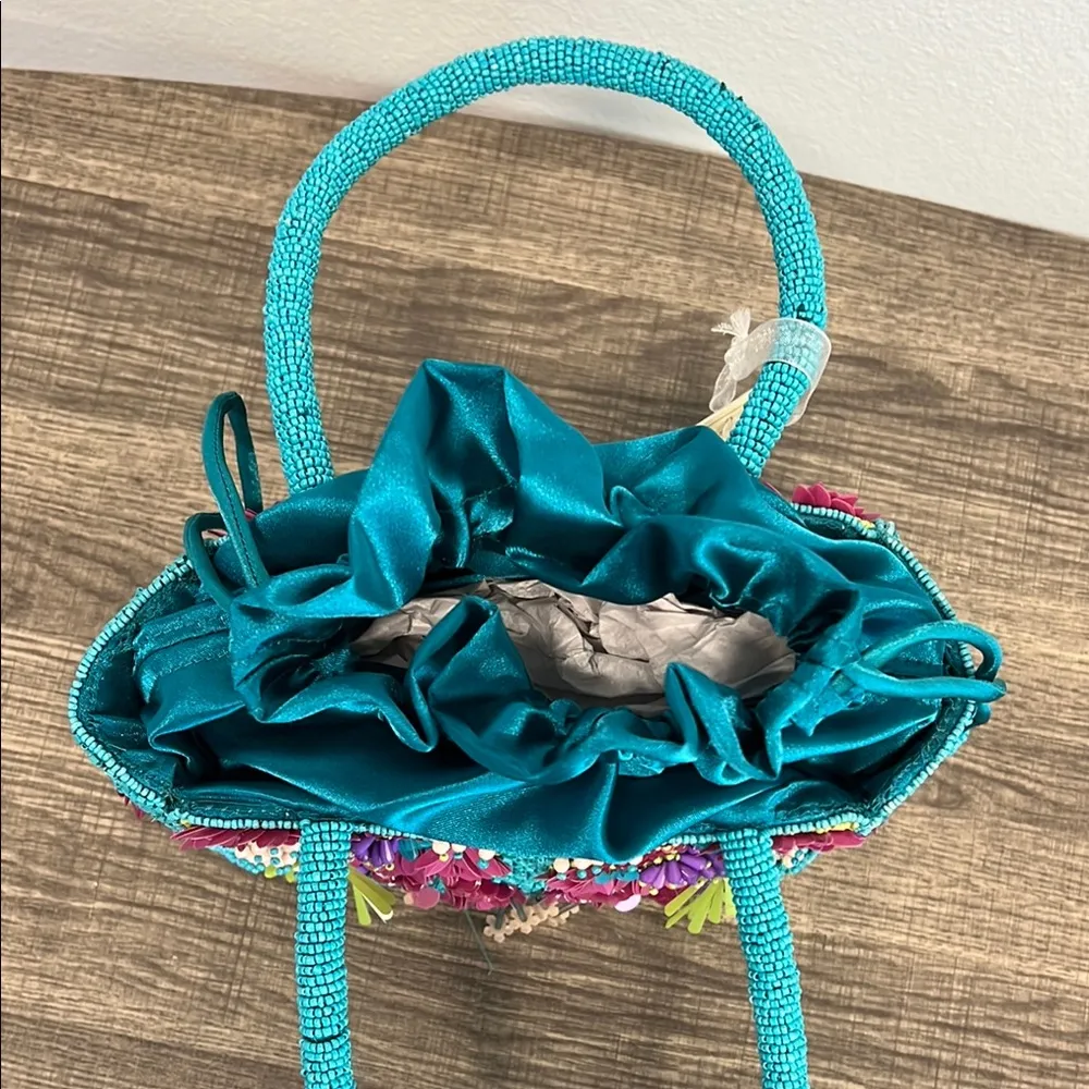 Playful Vibrant Blue & Purple Mini Beaded Bag 🩵 - Image 9