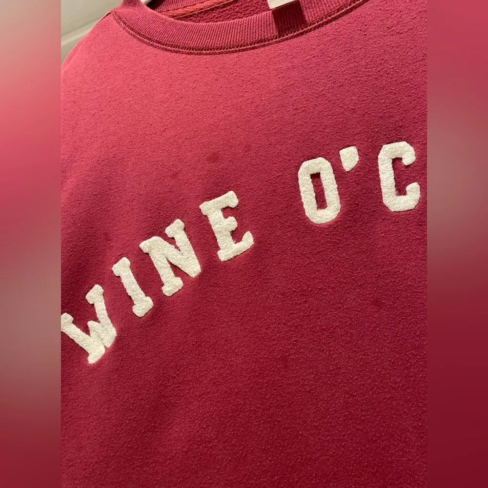 Embroidered Wine O' Clock Burgundy Red Crewneck Sweater - S - Image 9