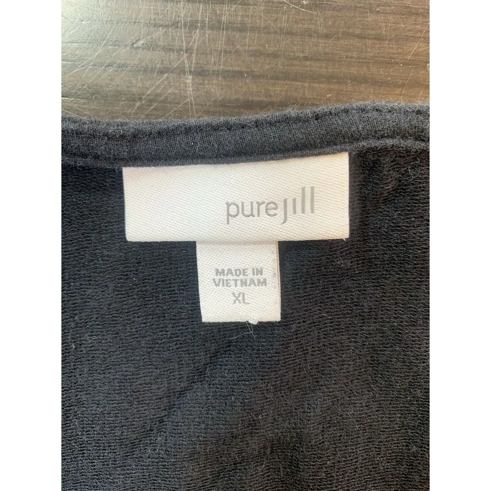 J Jill Pure Jill Tunic Womens XL Top Coastal‎ Boho Lagenlook Minimalistndi Black - Image 5