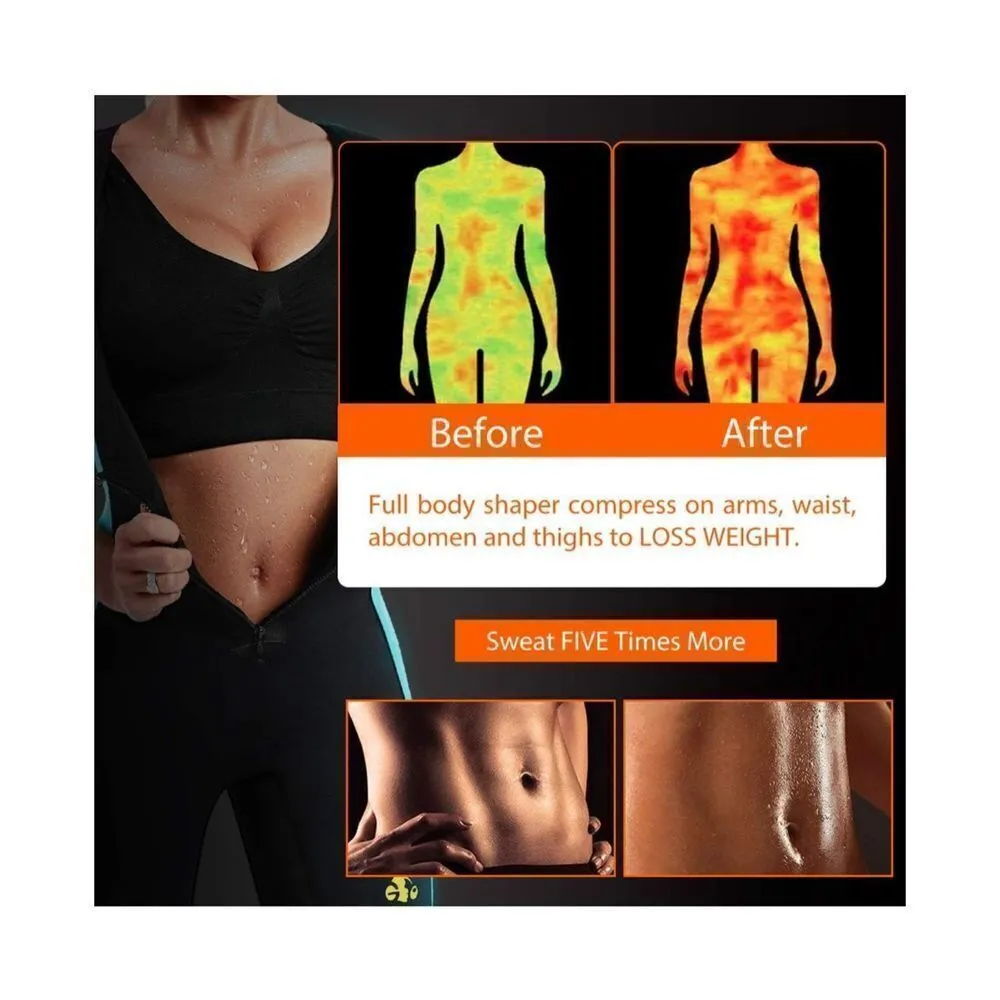 NEW Full Neoprene Sauna Suit Trainer Bodysuit Slimming Shapewear XS Black Size M - Image 2