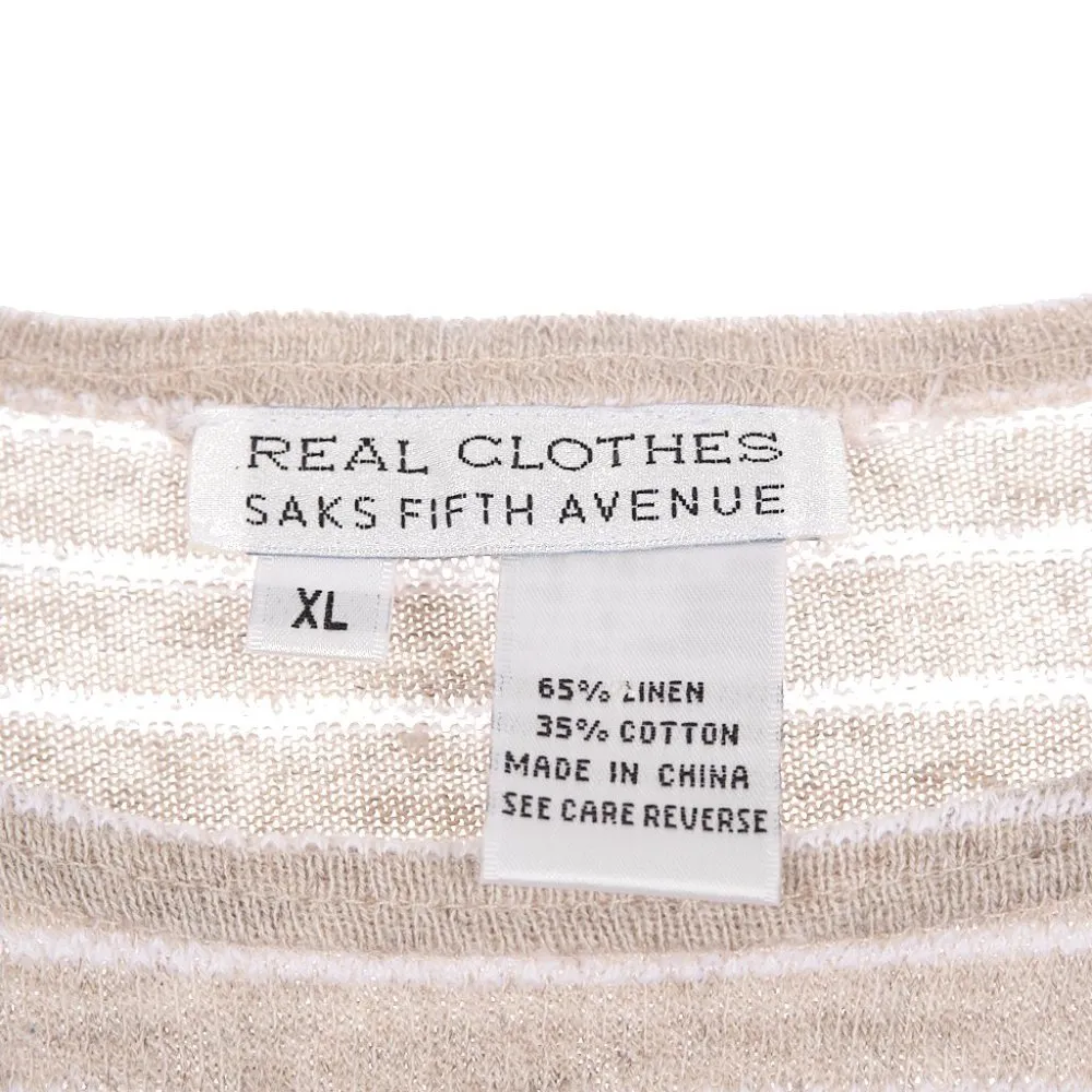Real Clothes Saks Fifth Avenue Neutral Linen Blend Top XL - Image 4