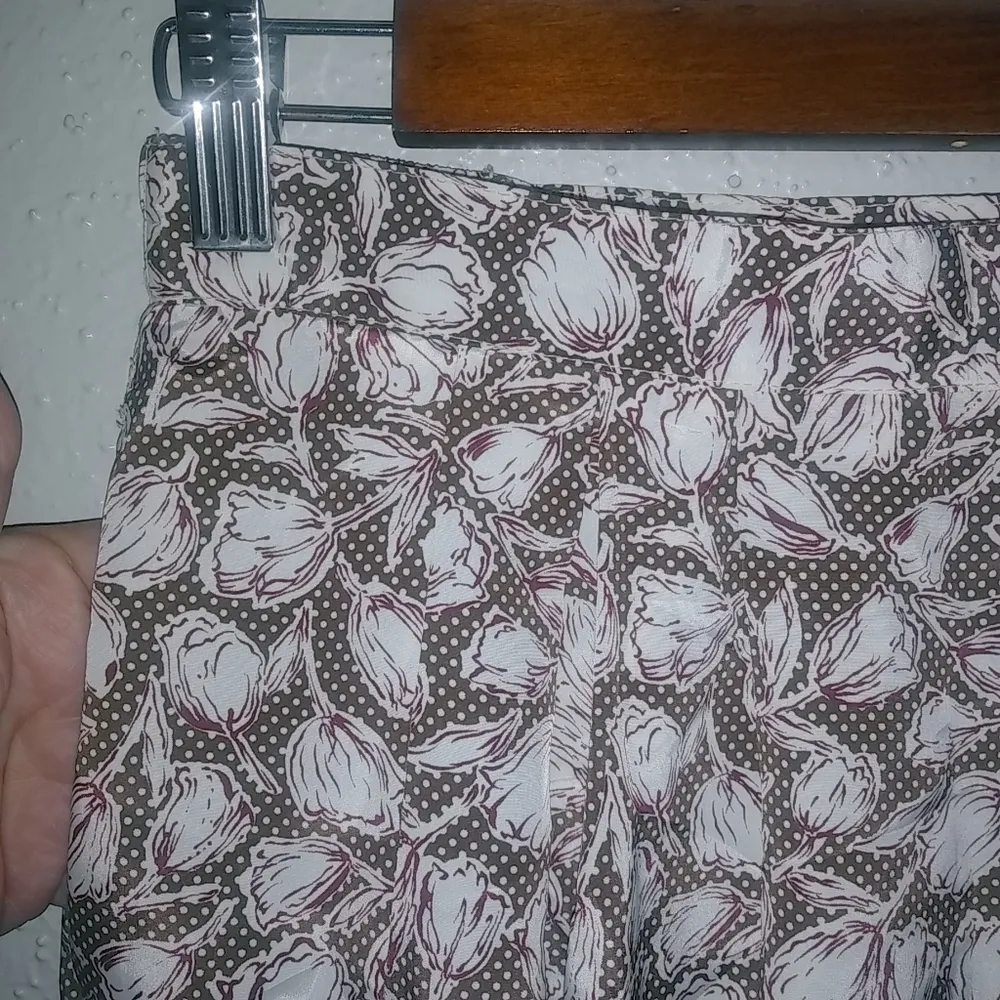 Leslie Fay 10P Petite Haberdashery Skirt Mauve Brown Floral Dots Pattern New! - Image 11