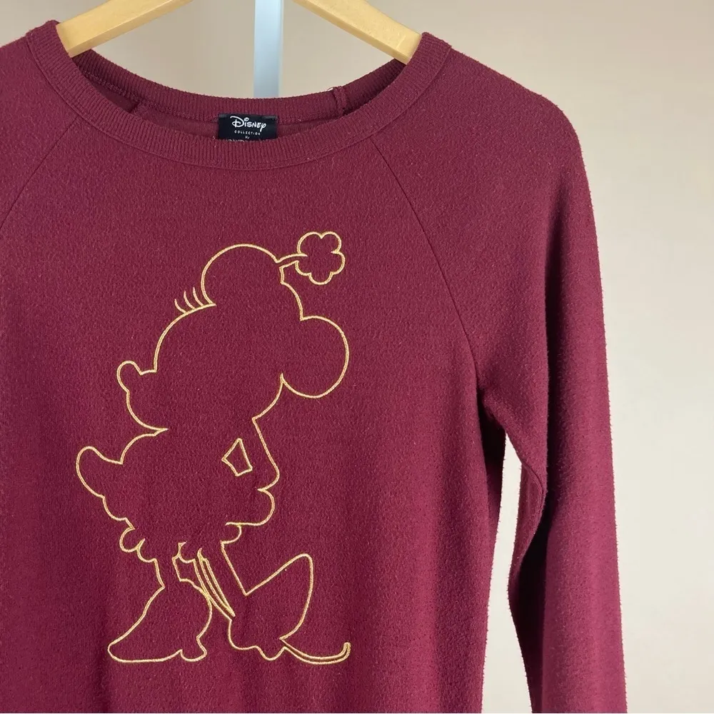 Disney X David Lerner XS Minnie Mouse Maroon Embroidered Pullover Sweatshirt - Image 4