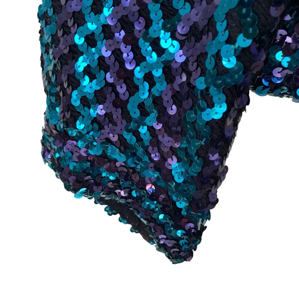 Three Flaggs California 70s Disco Sequin Jacket Blue Purple Black size large - Image 2