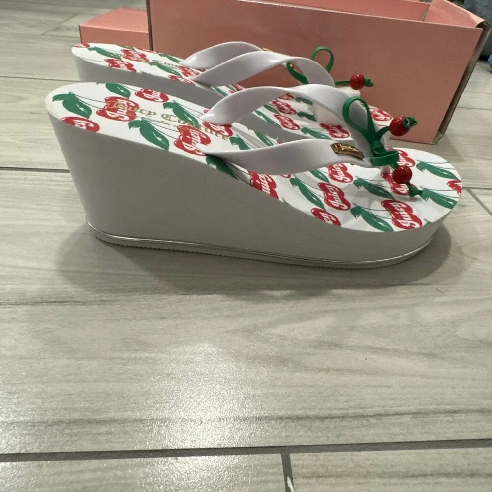 NIB Juicy Couture cherry platform flip flops sandals size 8 Looks like vintage - Image 6