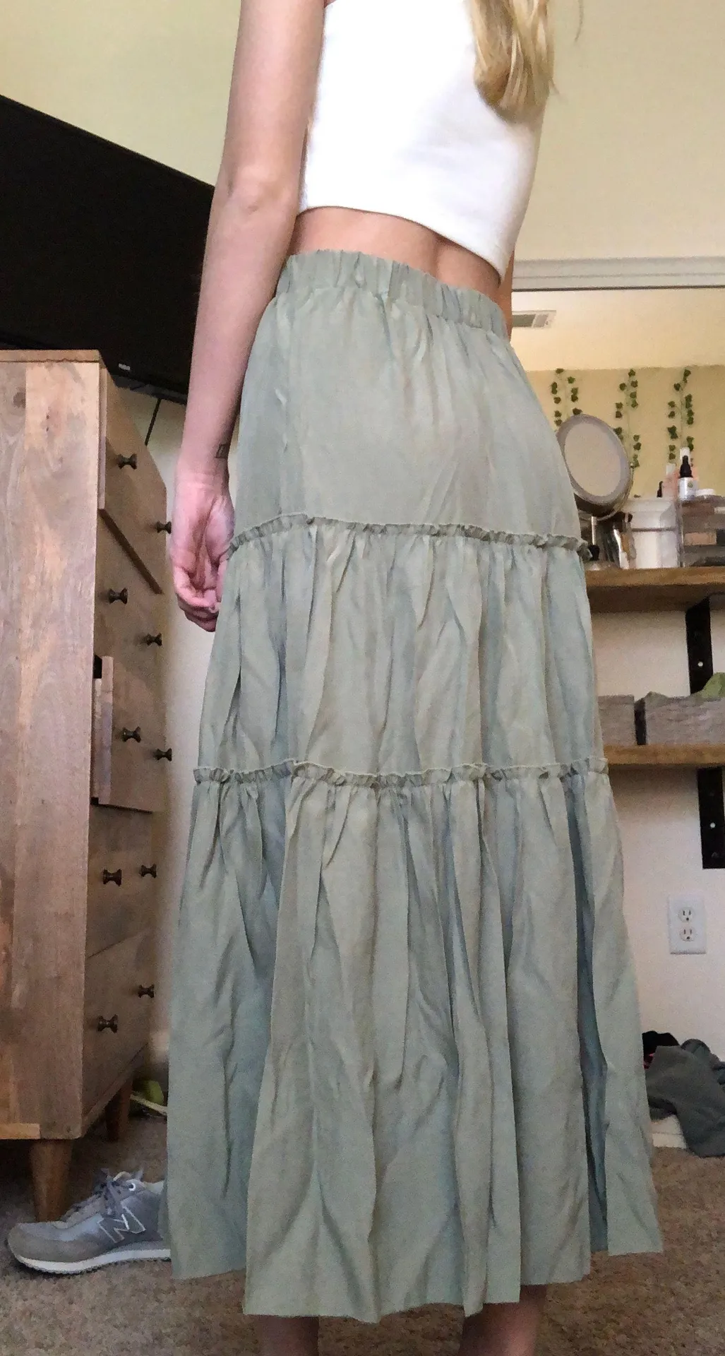 SheIn Green Flowy Maxi Skirt - Image 2