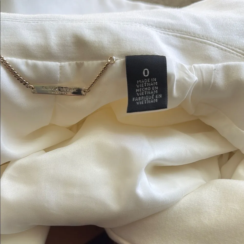 Black Label Cream and Gold Leather Moto Jacket - Image 10