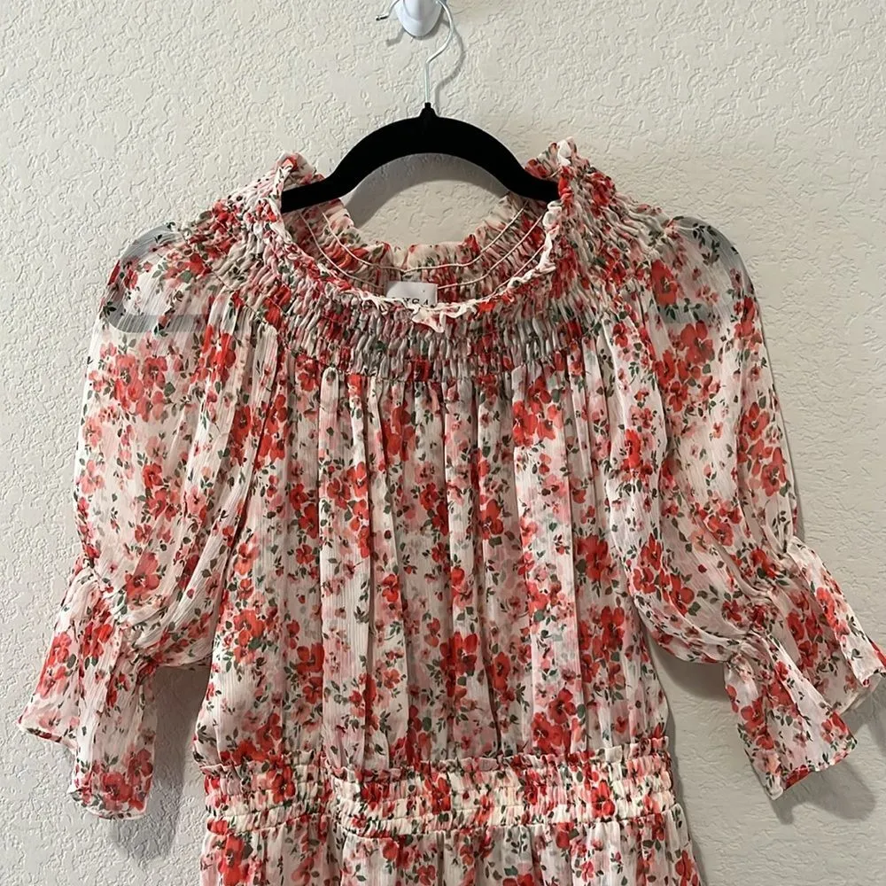 MISA Darla Poppy Print Off Shoulder Mini Dress, Size M - Image 3