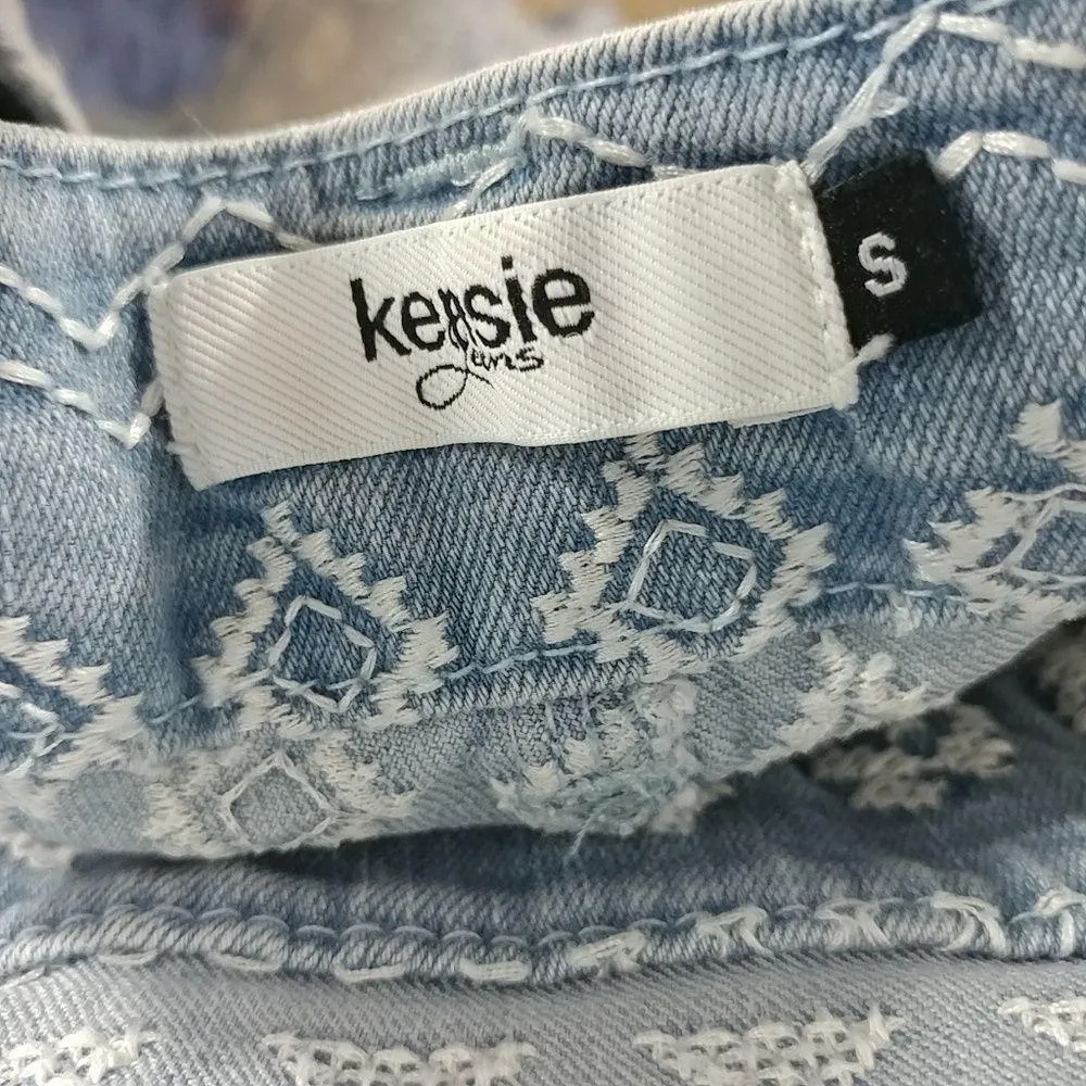Kensie Denim Overall‎ Shorts embroidered Print - Image 6