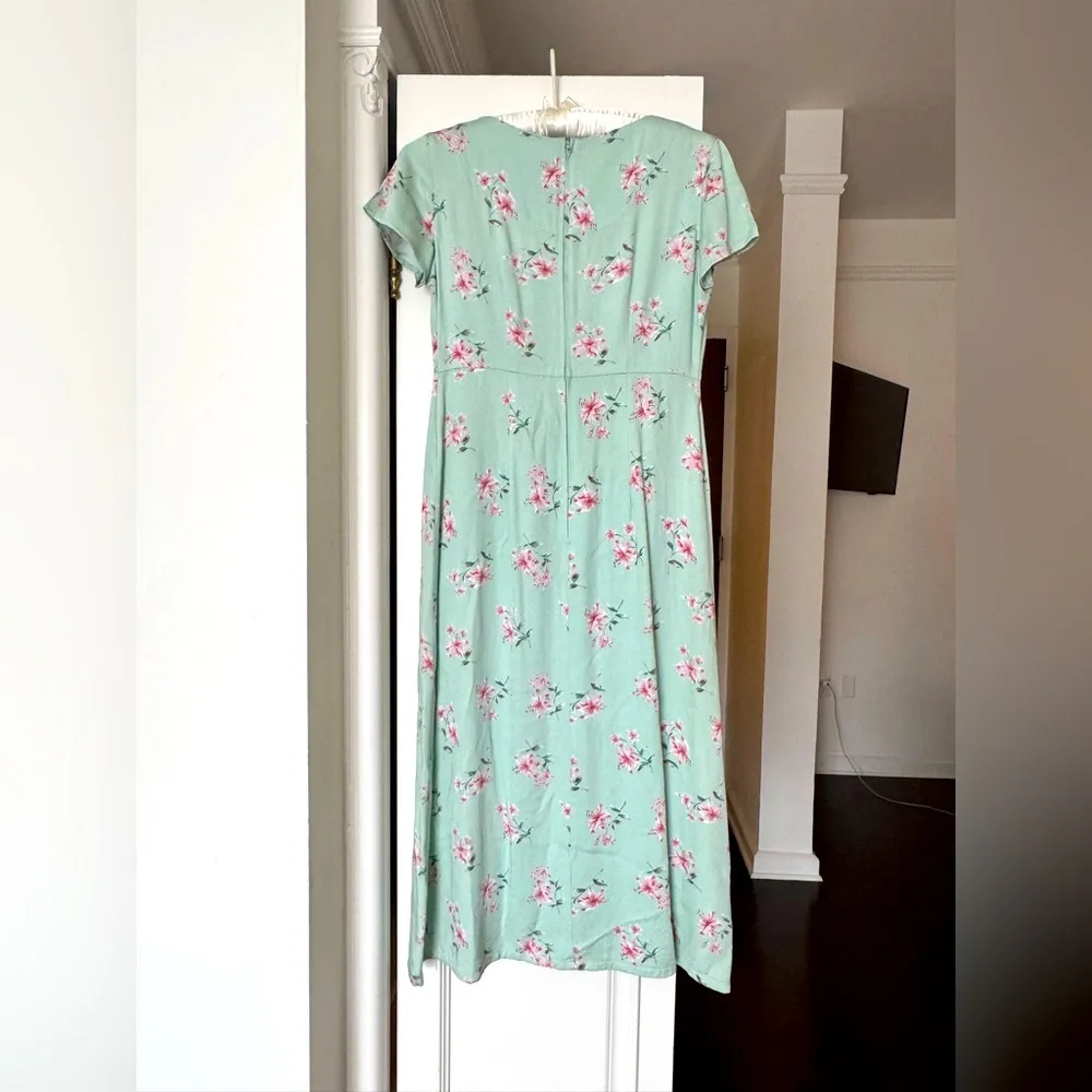 Vintage Y2K Crazy Horse Liz Claiborne Floral Maxi Dress Mint Green Small - Image 5