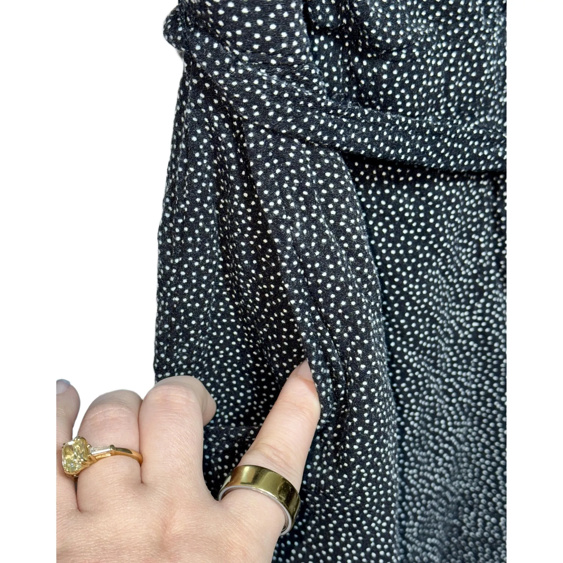 Abercrombie & Fitch Black White Polka Dot V-Neck Long Sleeve Wrap Romper Size S - Image 4