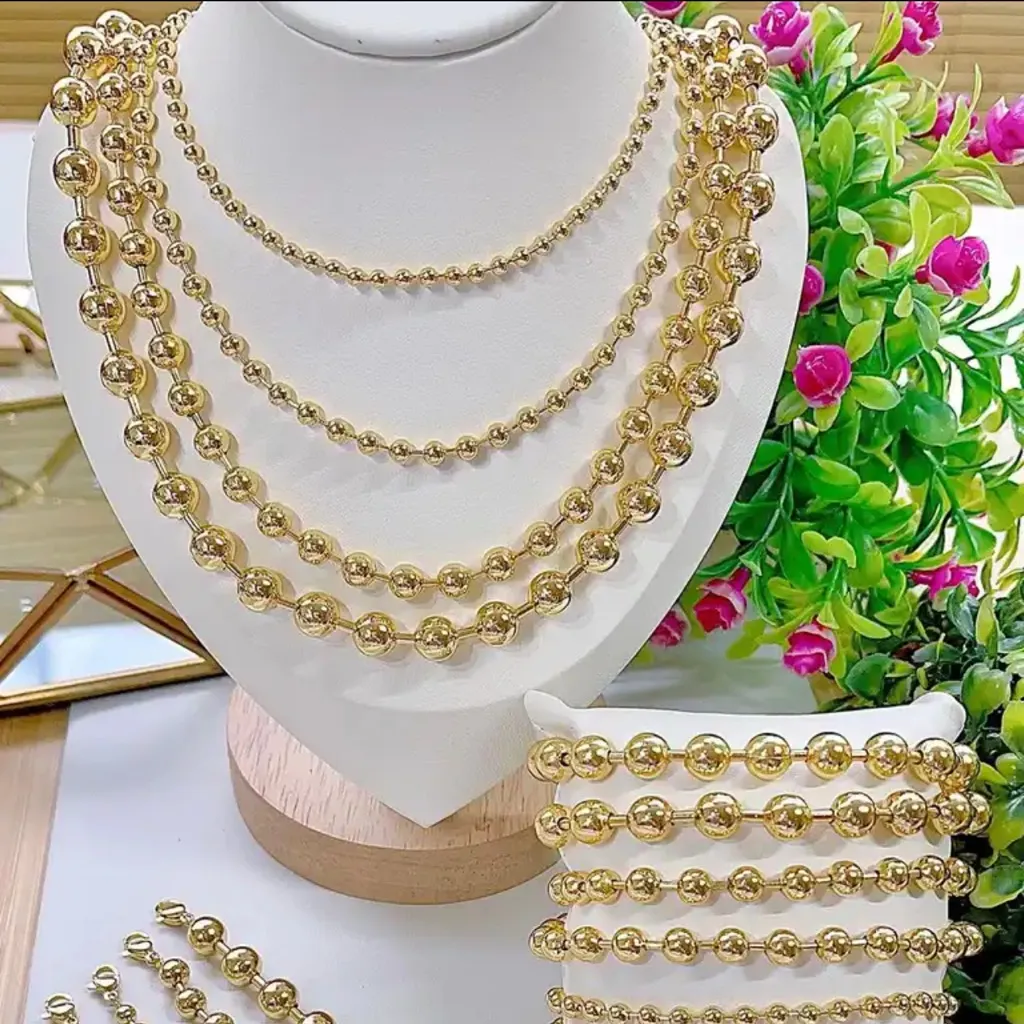 Gold Plated Ball Necklace 18K 6mm - Image 2