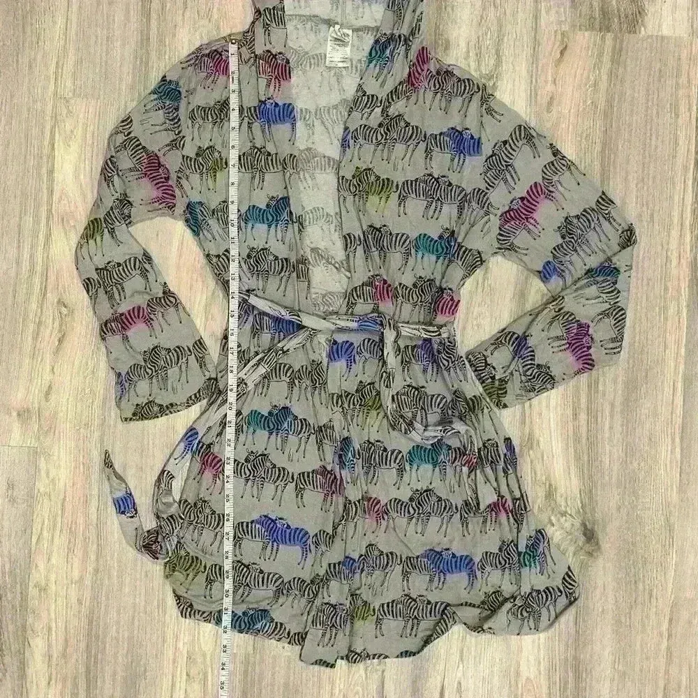 Nite Nite Munki Munki Hooded Bath Robe Colorful Snuggly Zebras Pajamas Size M/L - Image 7