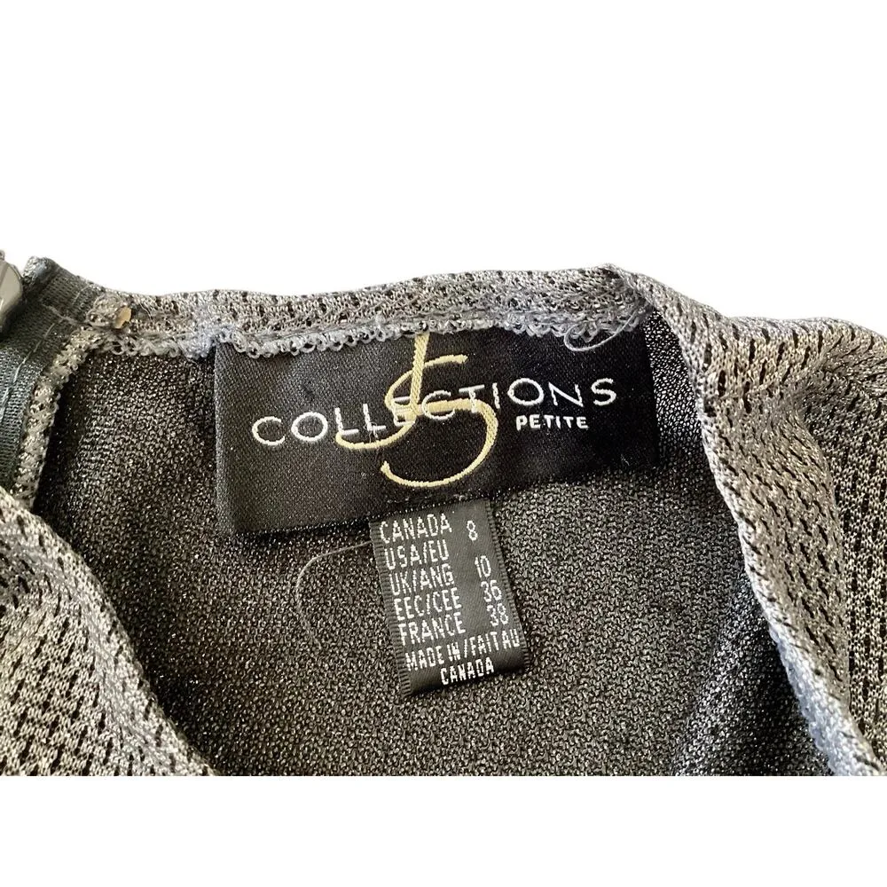 Vtg JS Collections Petite Silver Metallic Formal Dress Set - Image 10