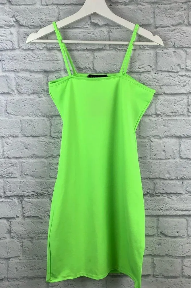 Neon Green Strappy Bodycon Mini Dress Size 4 - Image 5