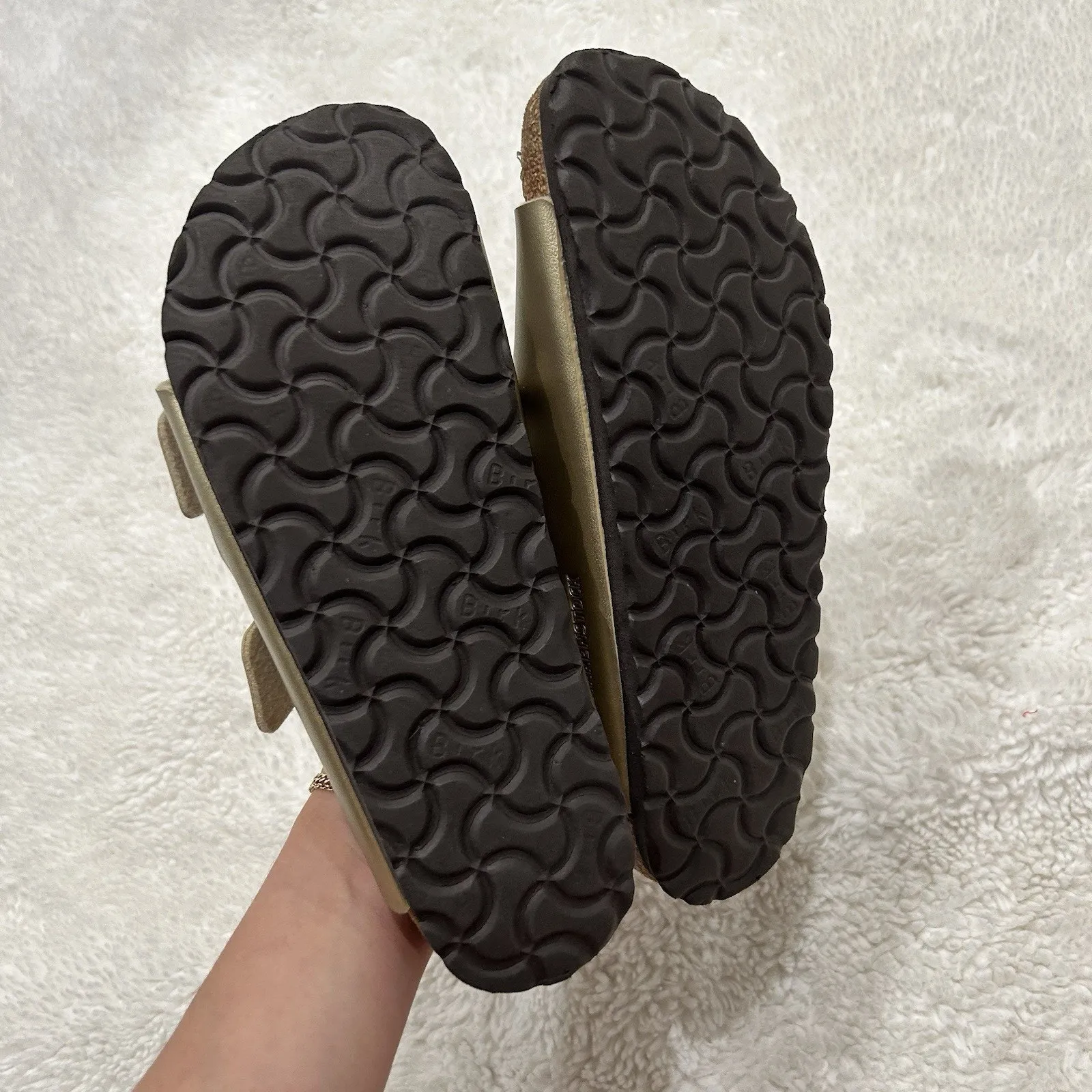 Birkenstock Arizona Double Strap Gold Sandals 37 Women’s 6 Slip On Preppy Summer - Image 7