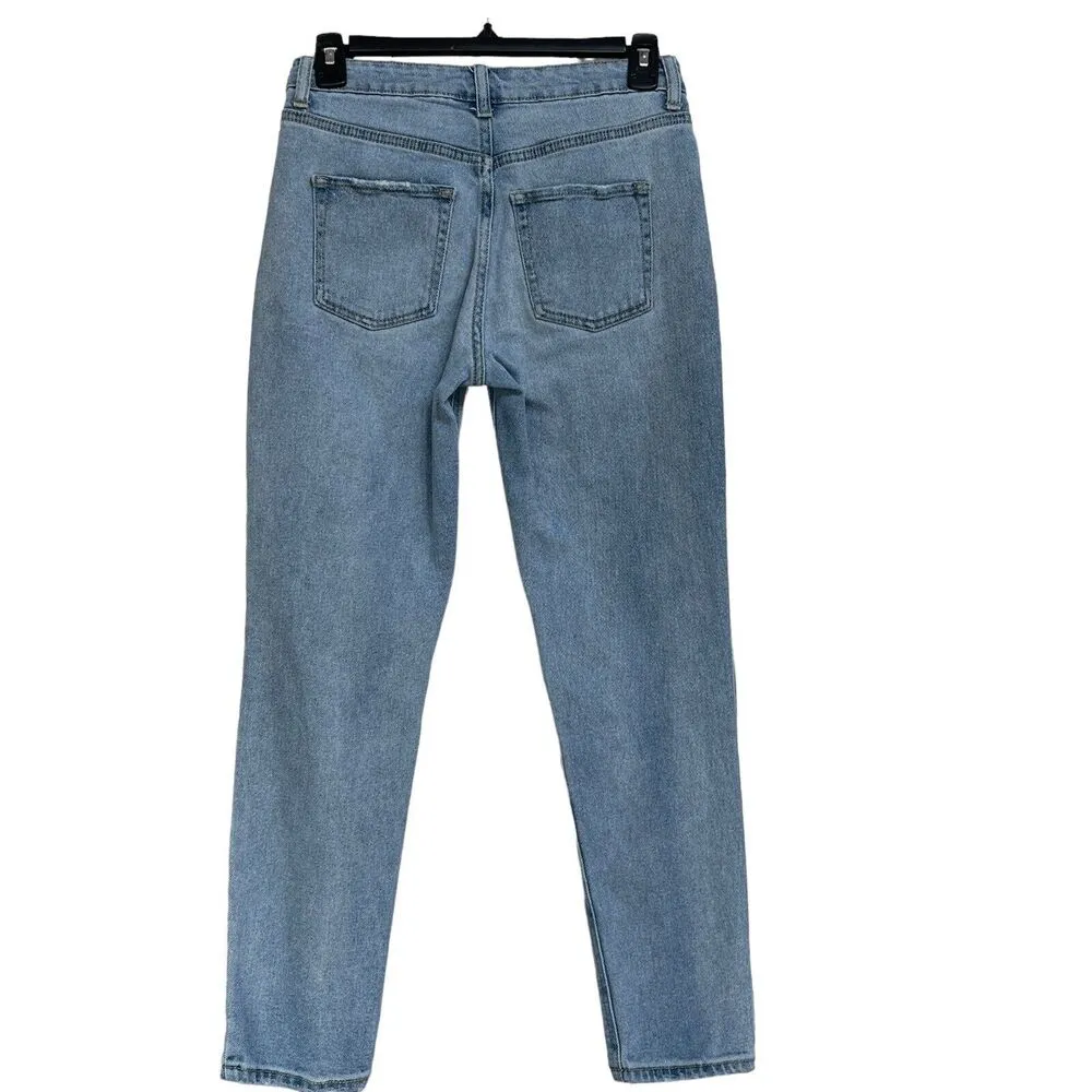 Wild Fable SZ 0 Ankle Jeans Mid-Rise Distressed Rips Pockets Light Wash Blue - Image 4