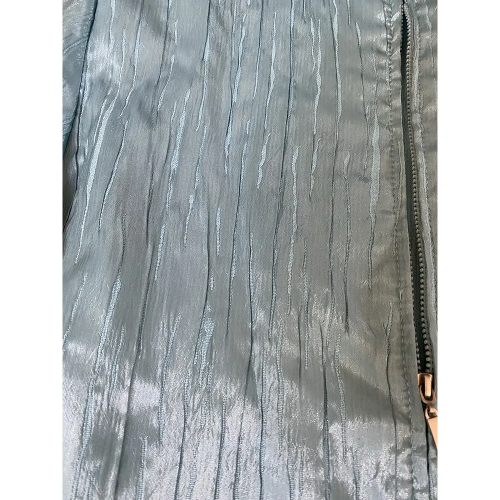 Alfred Dunner Sz 12P Windbreaker Jacket Aqua Tab Sleeve Zip Drawstring Waist Blue - Image 7