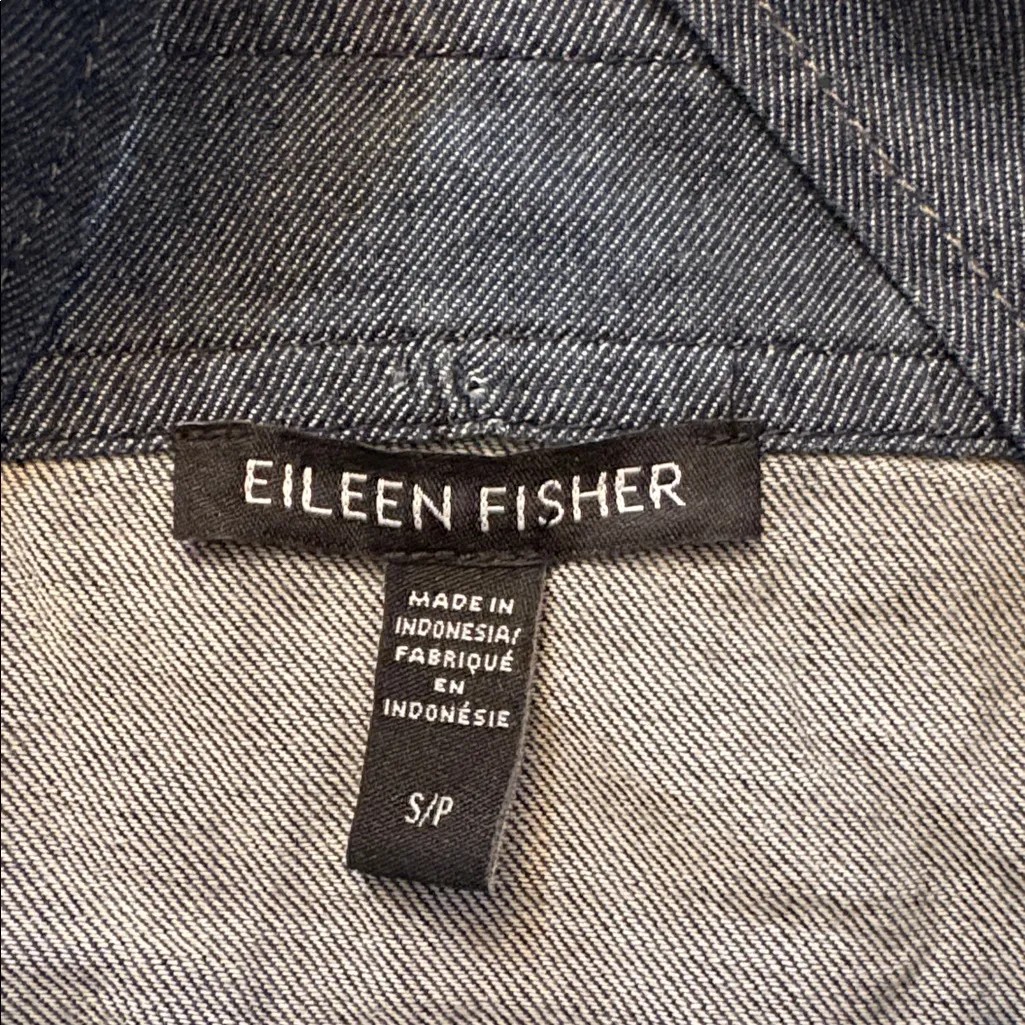 Eileen Fisher Organic Cotton Twill Square Neck Chambray Blue Dress Small EUC - Image 4