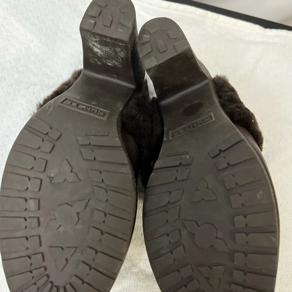 Hunter Brunson Women’s Leather Shearling lined Block Heel Clogs Brown size 8 - Image 6