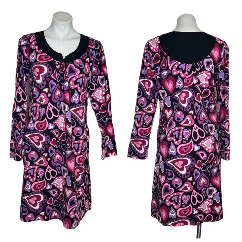 NICK & NORA Nightgown Hearts Print Multi Color Round Neckline Womens Size Large - Image 7