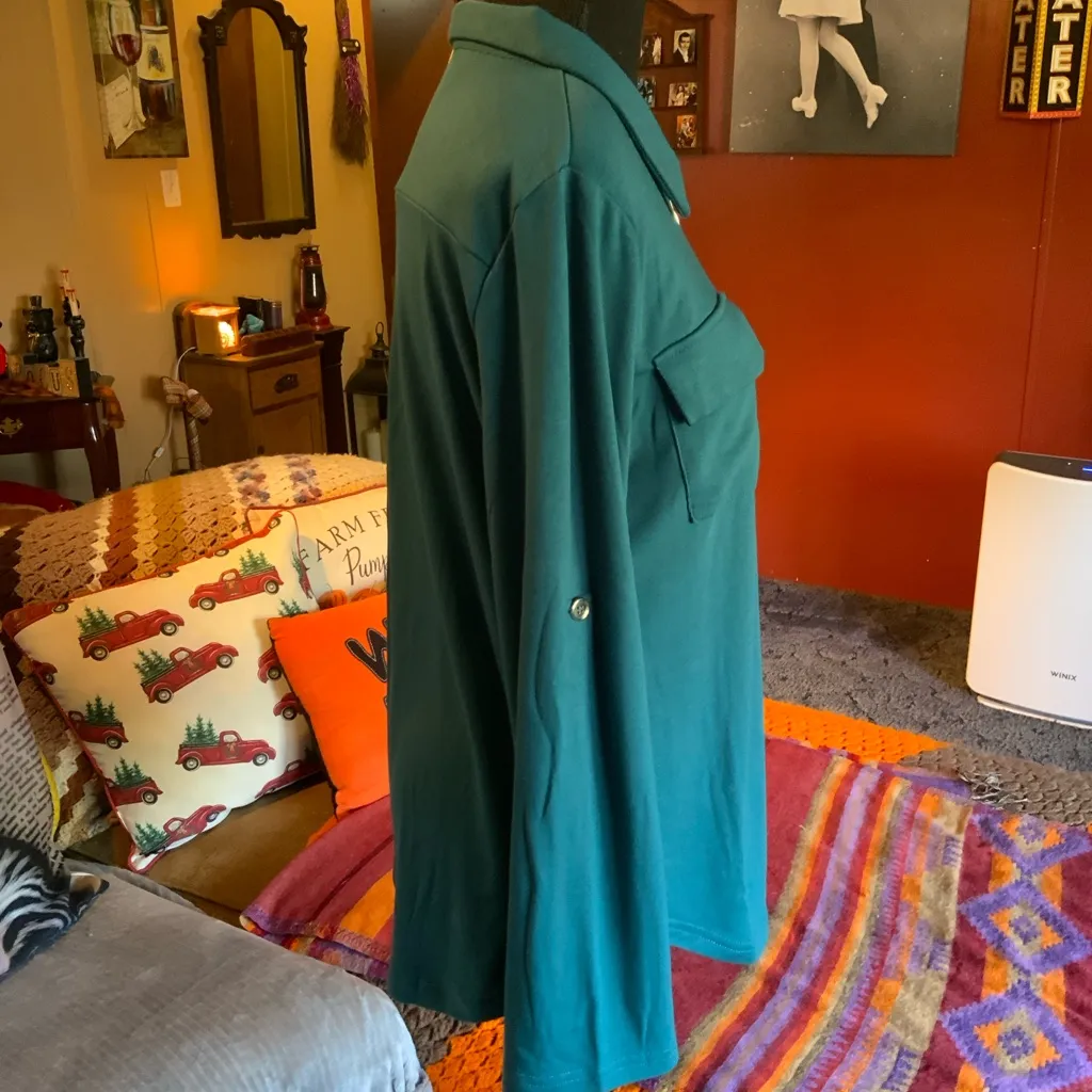 Women’s teal zippered v - Image 2