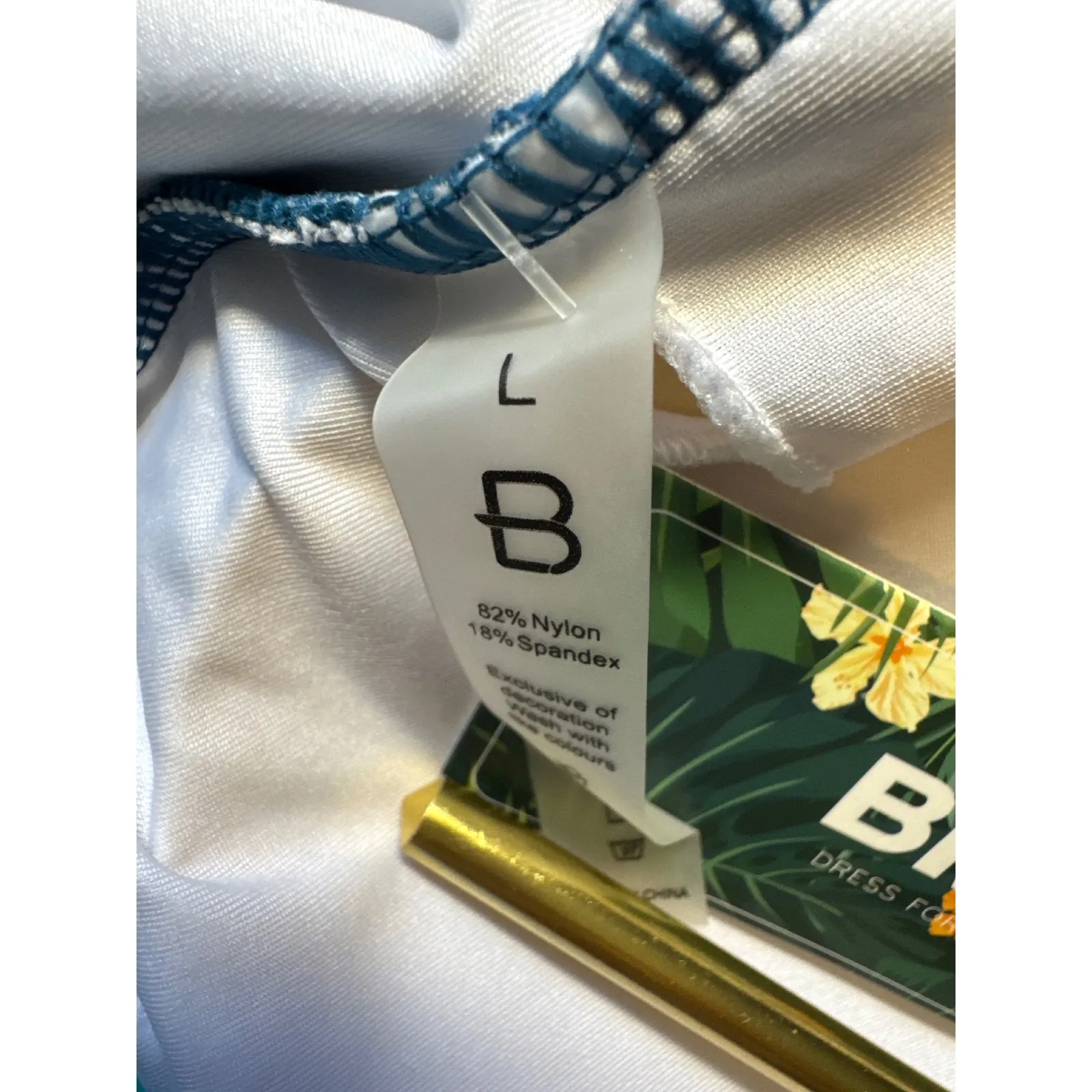 BMJL High Waist Cutout‎ Teal Trim Swimsuit Women's L New with Tags Blue Size L - Image 2