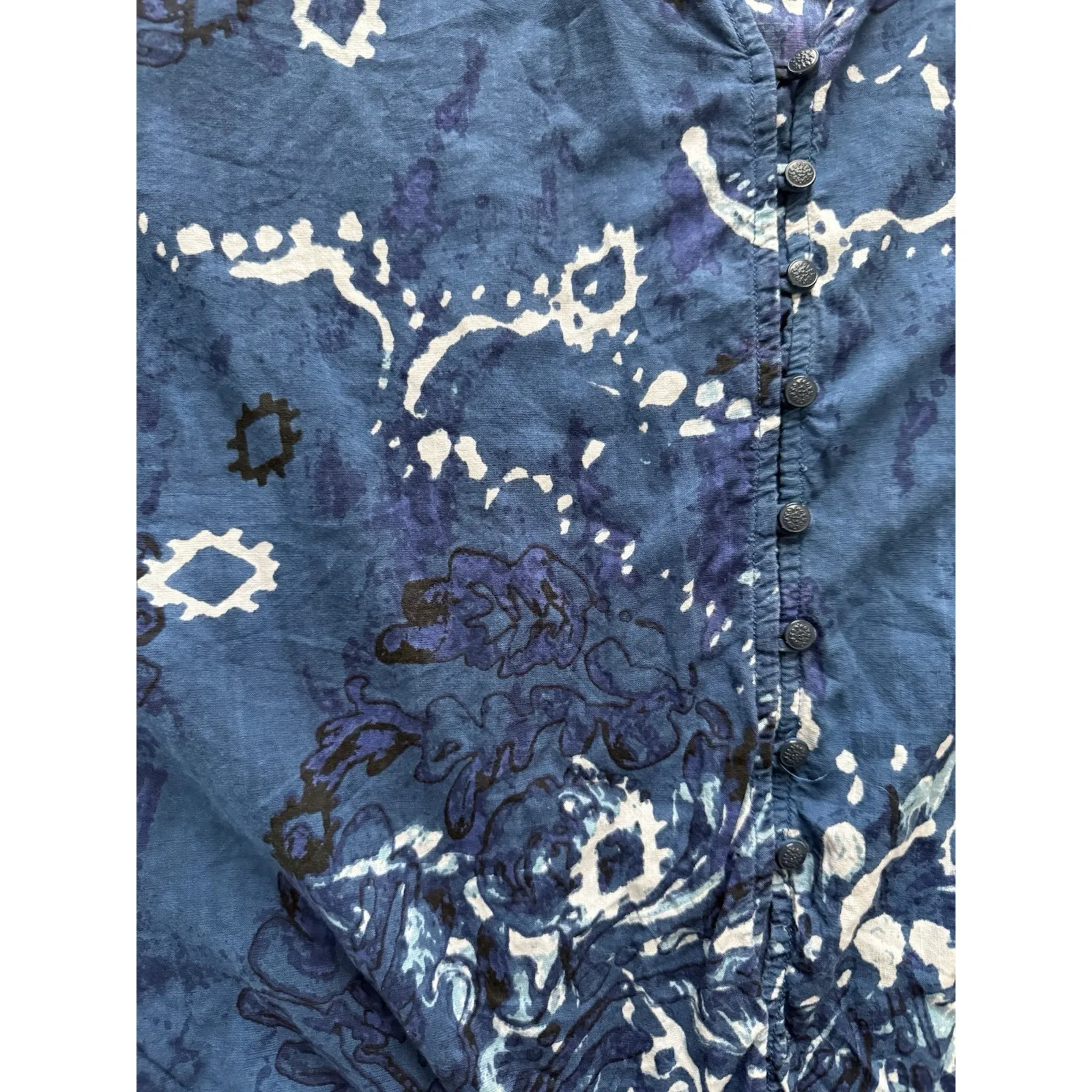 Pilcro Anthropologie The Tavi Button Down Blouse Medium Blue Cotton Blend - Image 4