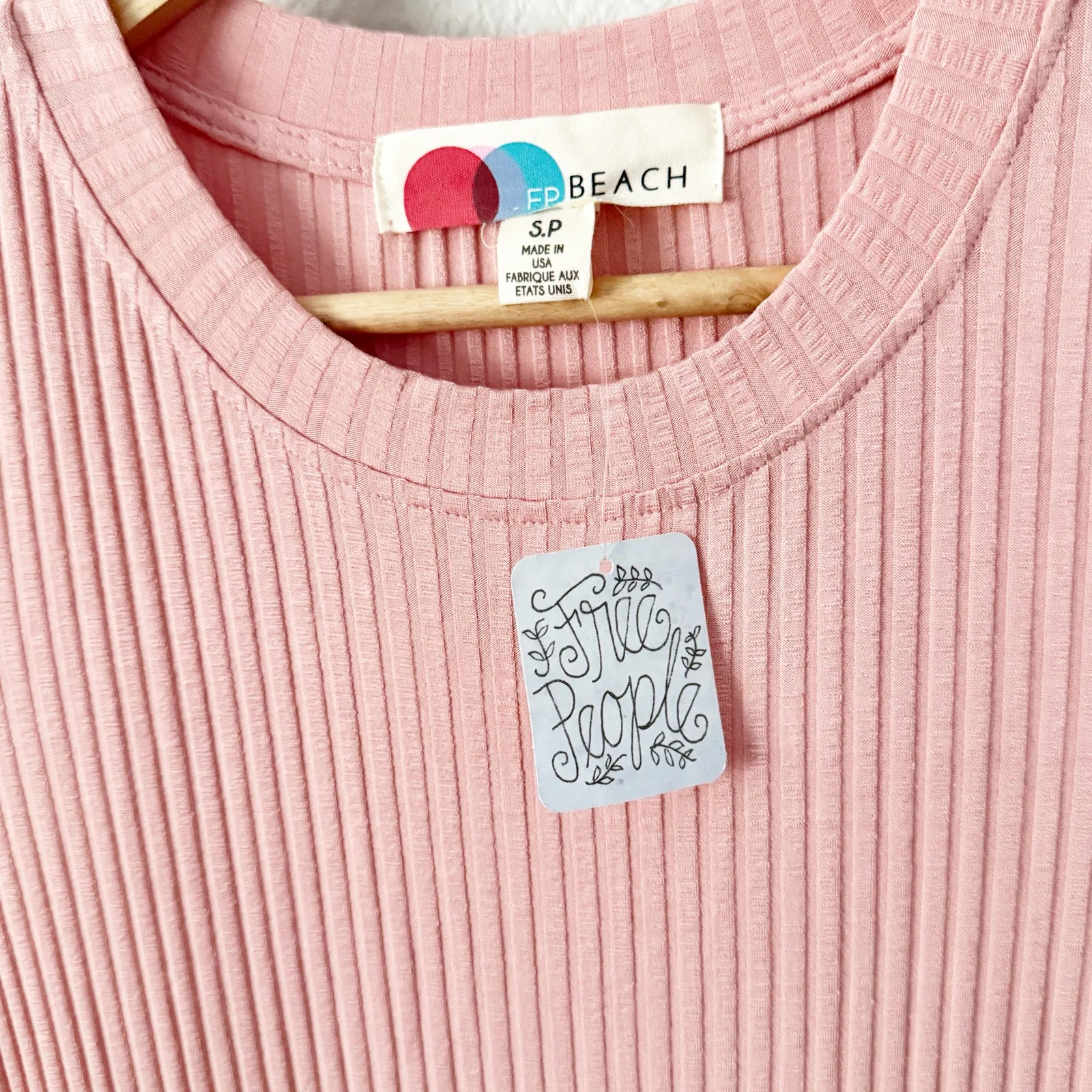 FREE PEOPLE BEACH | NWT Rose Pink Wide Ribbed Simone Dress Bodycon Maxi | Small - Image 5