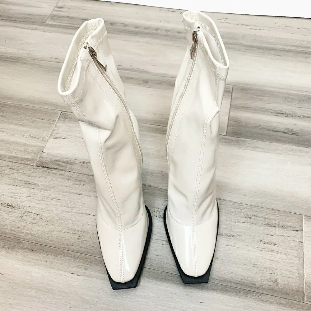 NIB Pretty Little Thing Patent Ankle Boots 5 - Image 4